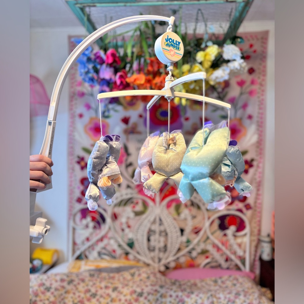 Vintage Jolly Jumper Musical Crib Mobile Pastel Clowns